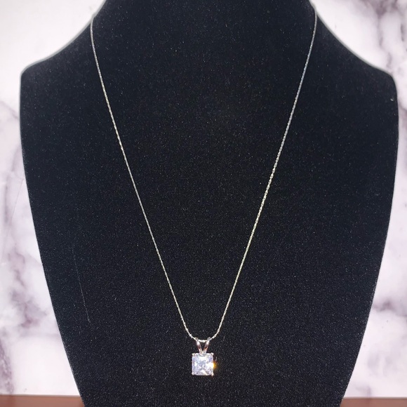 Jewelry - 💎 SOLD NWOT 3ct princess CZ necklace 14k chain